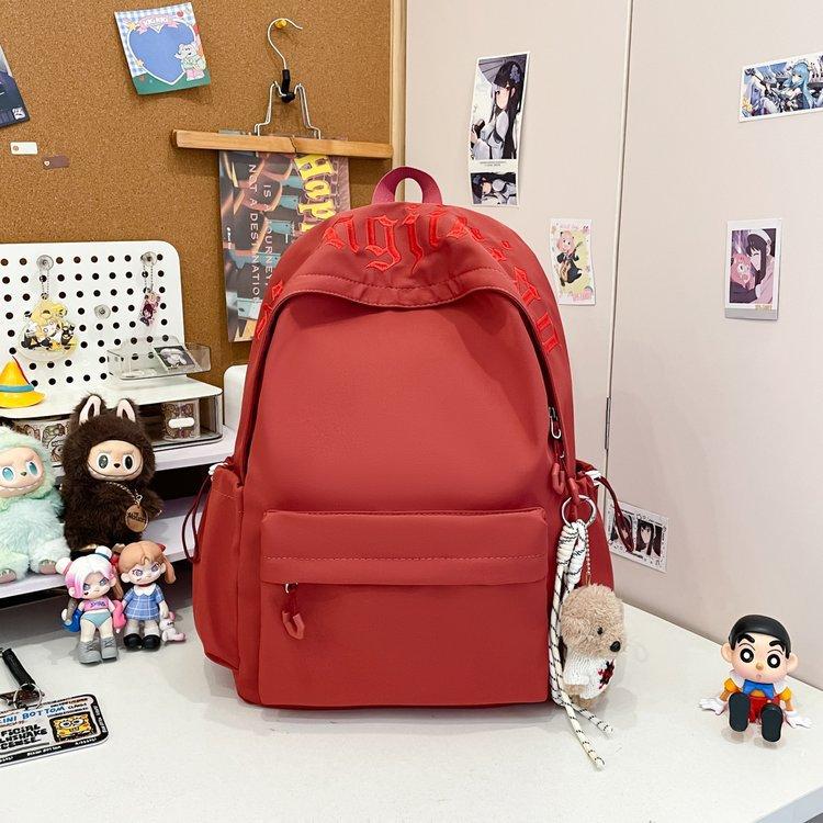 Schoolbagins High value, lightweight embroidery, solid color, large capacity, versatile schoolbag, junior high school student, college student