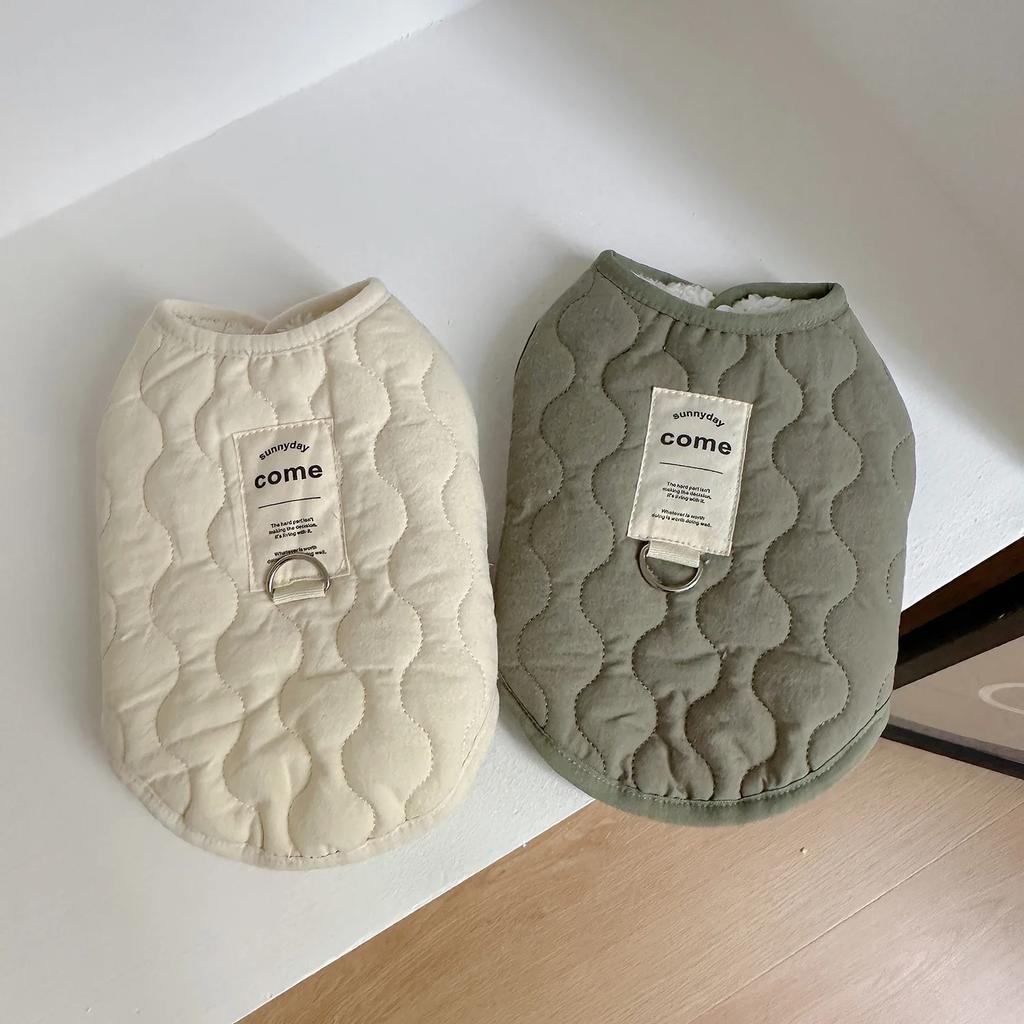 New Ins Pet Cotton Coat Winter Thickened Dog Clothing Ripple Top Can Be Pulled Sleeveless Vest Designer Dog Clothes