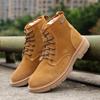 Зимние кожаные зимние ботинки, бархатные термо ботинки, мужские ботинки, британские ботинки Martin, короткие ботинки, модная женская обувь из хлопка, шерстяные ботинки Tooling