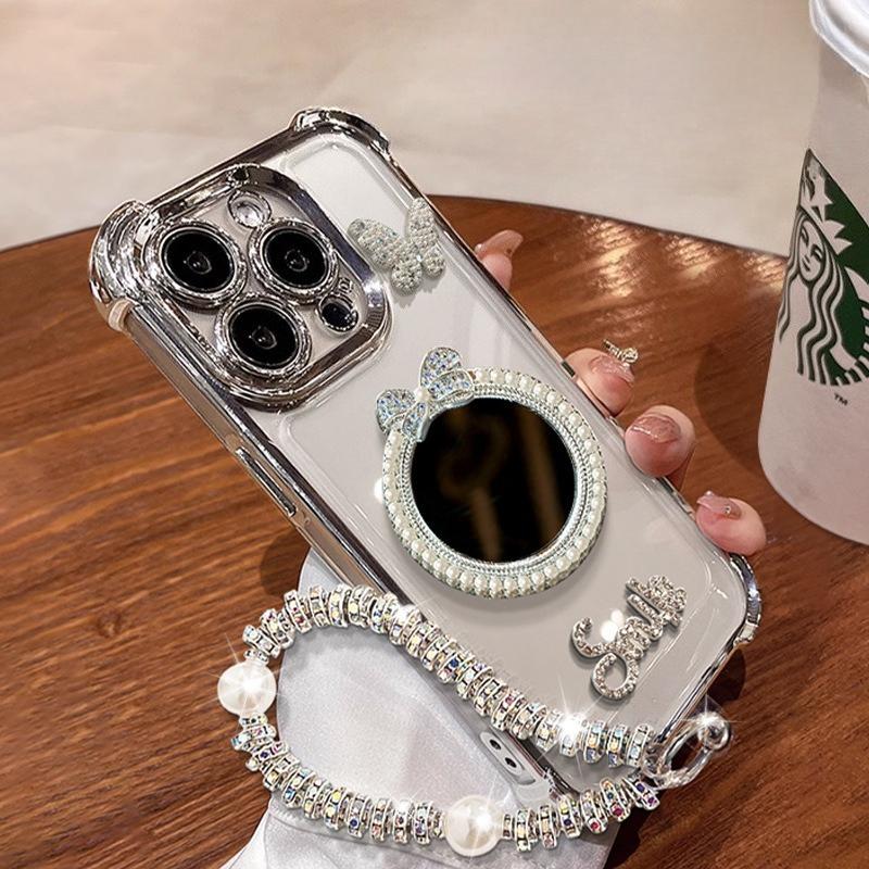 Роскошный чехол-зеркало с бабочкой для Huawei Mate 80 Pro Чехол с зеркальным ремешком-украшением Полная защита для Nova 14 P70 P60