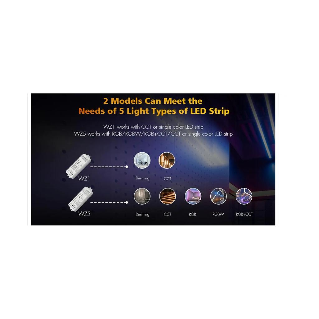 SKYDANCE ZigBee & RF 5 in1 CV Controller WZ5/WZ1 (Tuya App) WiFi WT5/WT1 Bluetooth WB1/WB5 RF 2.4G Voice switch Remote DC12-24V