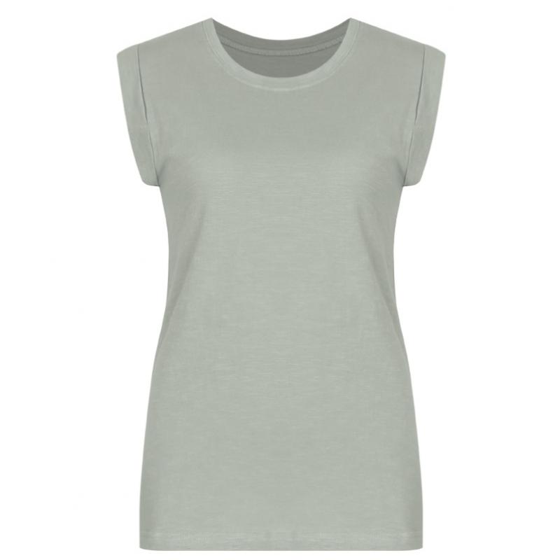 Shop Round Slub Cotton Double Sleeve Tank Charcoal Dai Wsh 0519