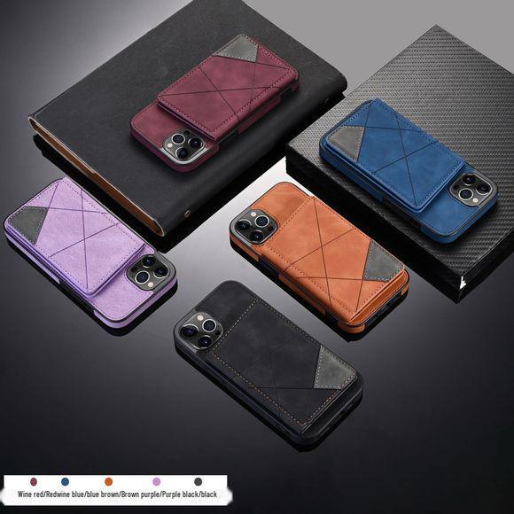 iPhone14 Solid Color Flip Card Holder Leather Case: Dreamy Magnetic Phone Cover for Apple 13.