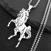 Aesthetic Horse Animal Necklace for Women Men Stainless Steel Silver Color Lucky Collar Party Wedding Gift Jewelry