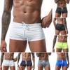 Mens Summer Surf Beach Sexy Low-Waist Tether Mesh Elastic Boxer Shorts Swimwear
