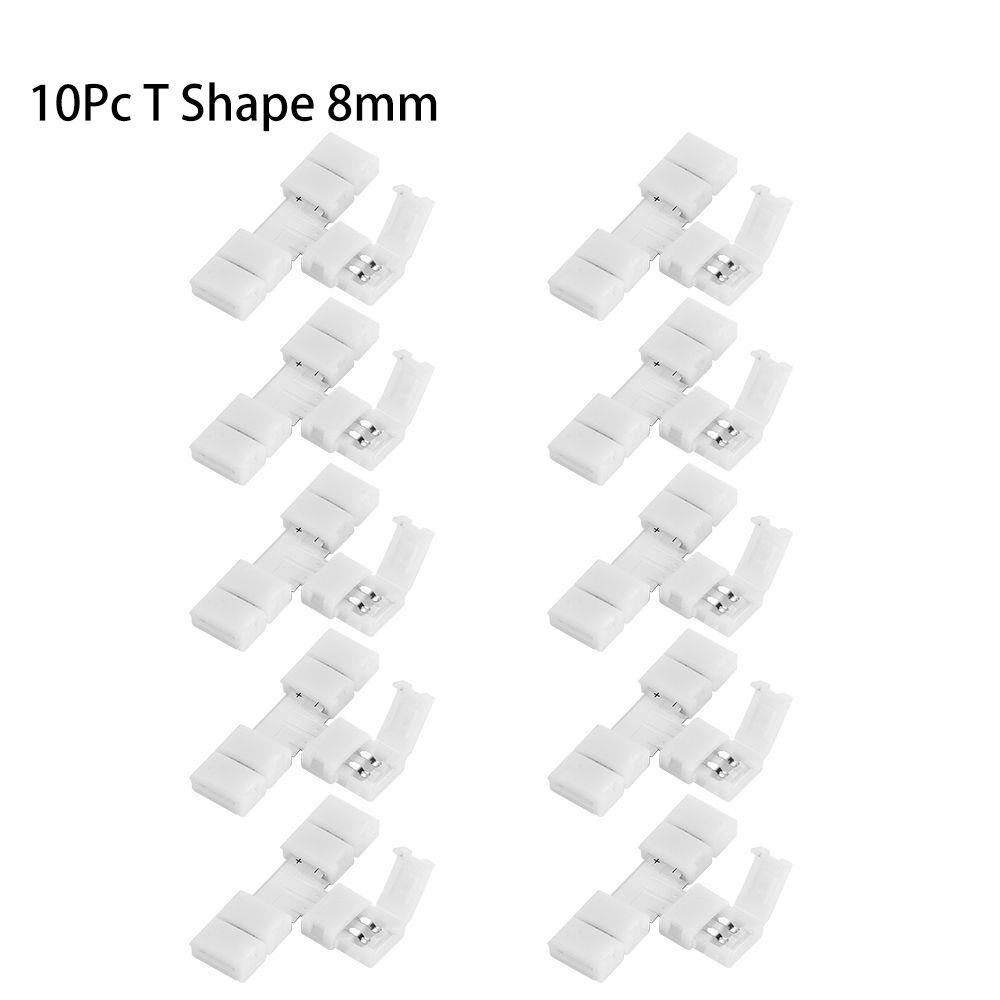 1/5/10Pcs New Clip-on Coupler Solderless 2Pin PCB LED Strip Connector 8mm 10mm