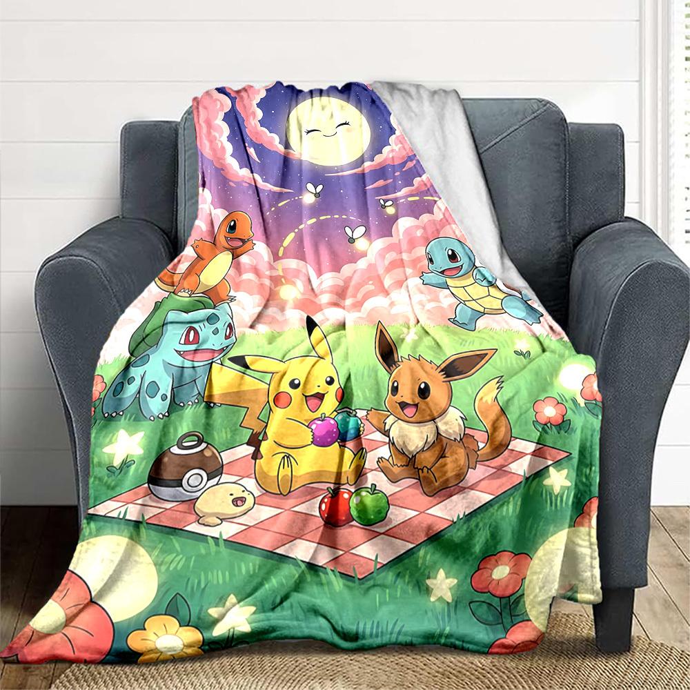 1pc Pokémon, Picnic Blanket Soft All Season Throw with Vibrant Design, Perfect for Home, Travel, and Gifts, Ideal for Naps and Camping
