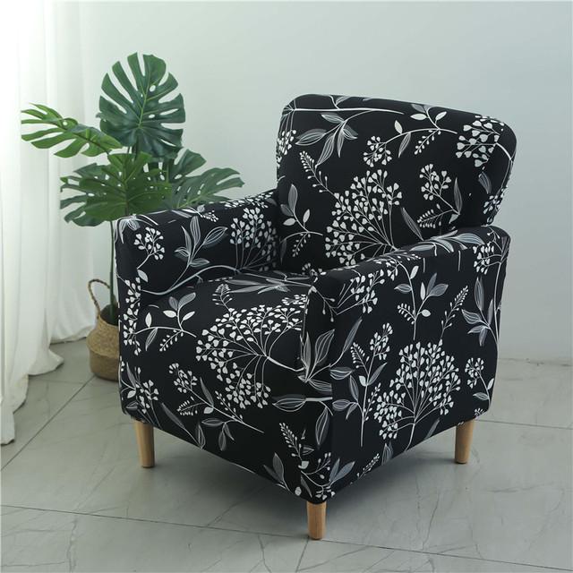 Floral Tub Chair Cover Stretch Spandex Club Armchair Slipcover For Living Room Single Sofa Covers For Study Bar Counter Hotel