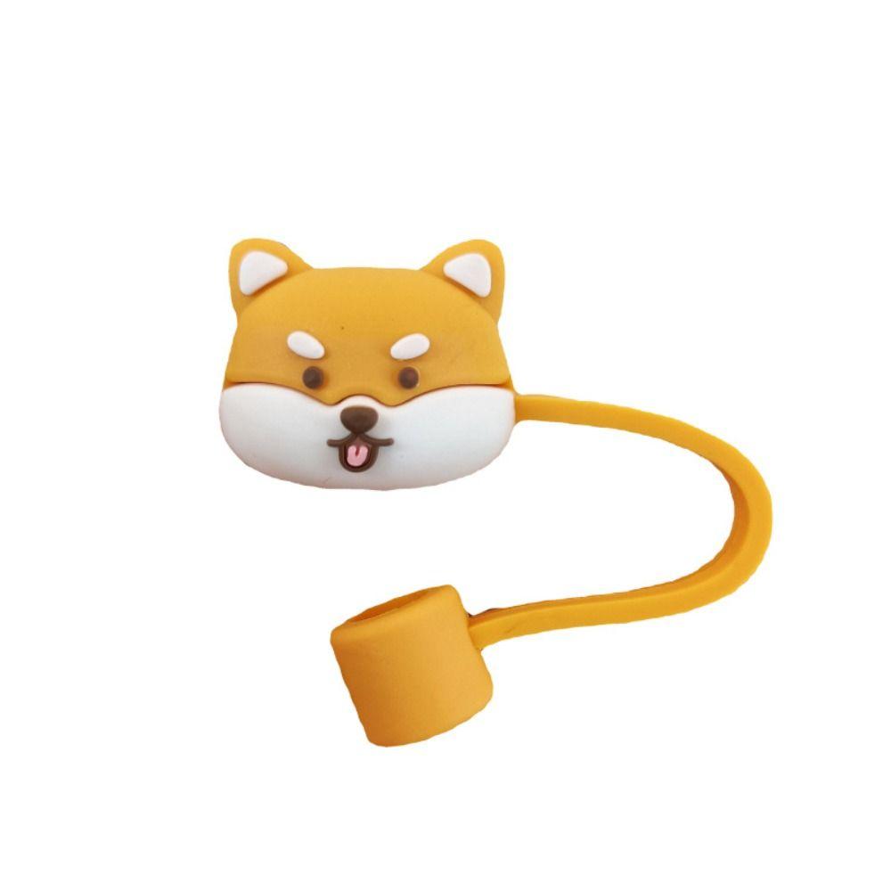Cute Cartoon Silicone Drinkware Splash Proof Straw Topper Dust Cap Straw Cover Cup Accessories