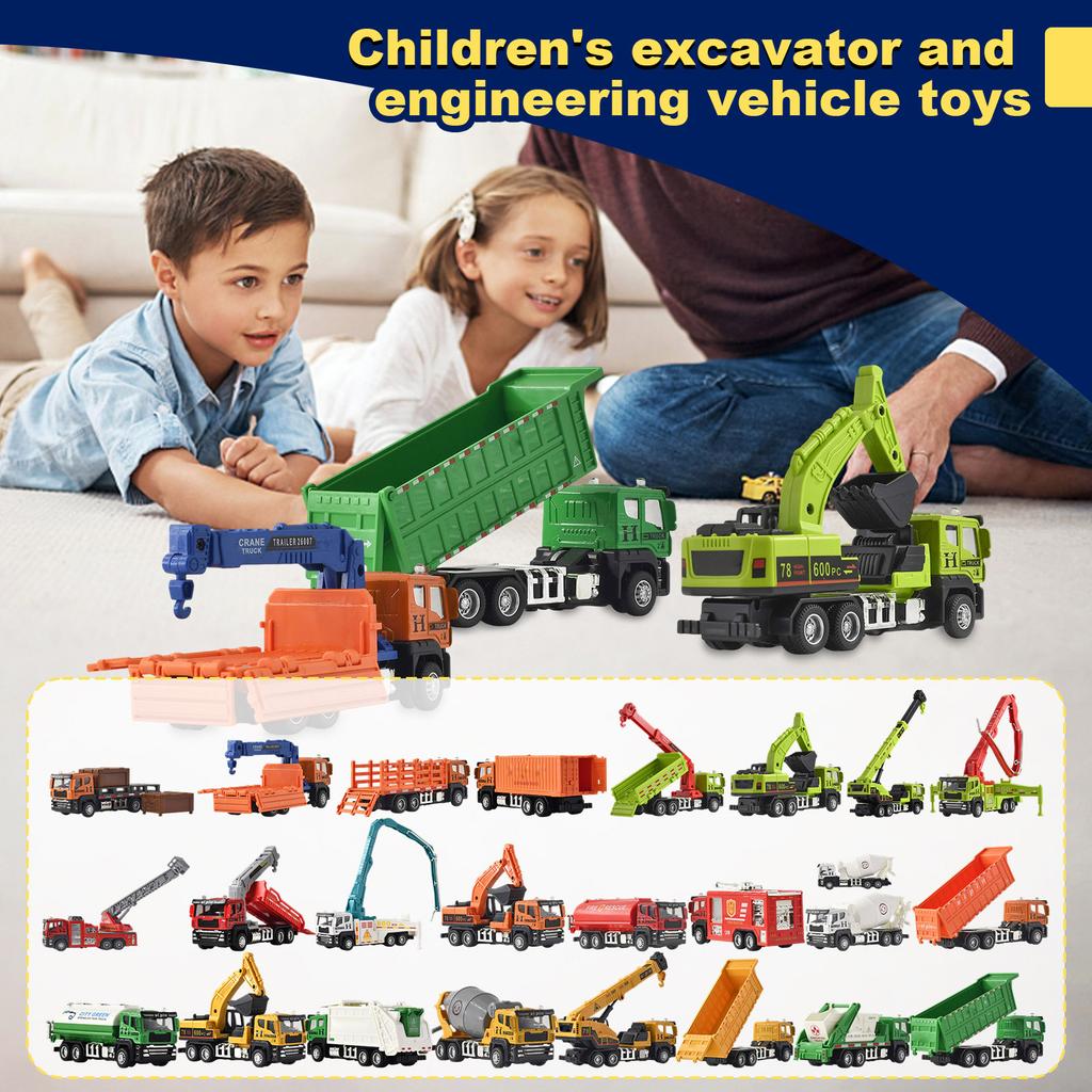 Simulation Alloy Excavator Children's Excavator Engineering Vehicle Toy Boy Baby Bulldozer Toy Car