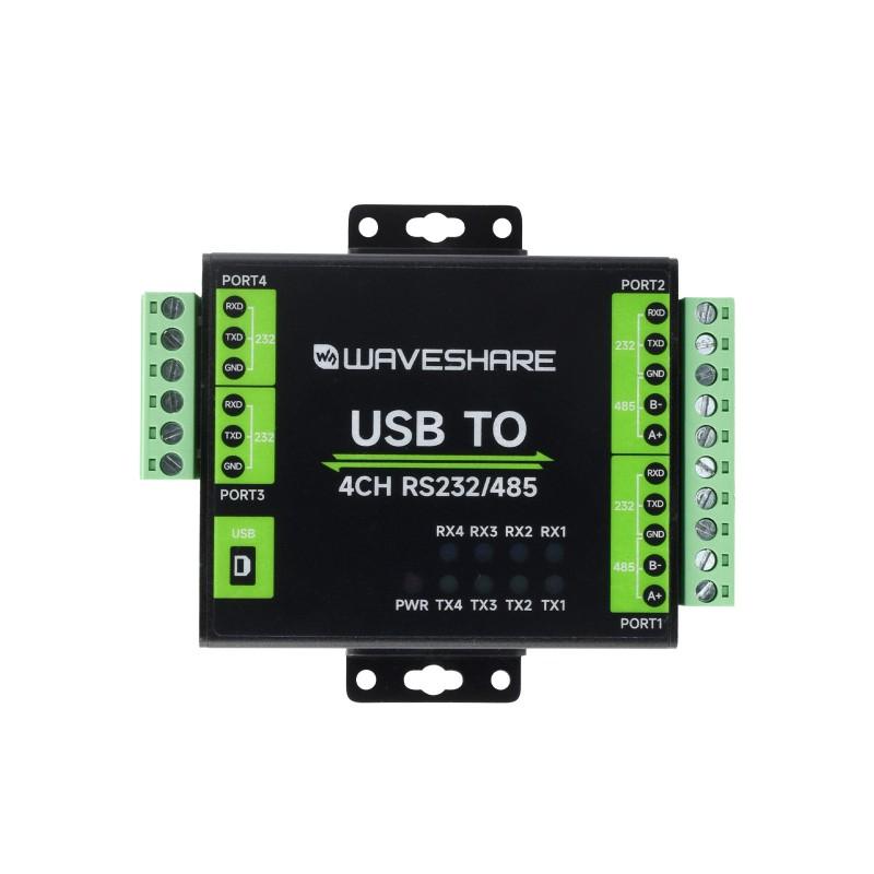 Industrial Isolated USB to RS232/485 Converter, Original FT4232HL Chip, Supports USB to 2-Ch RS232 + 2-Ch RS232/485