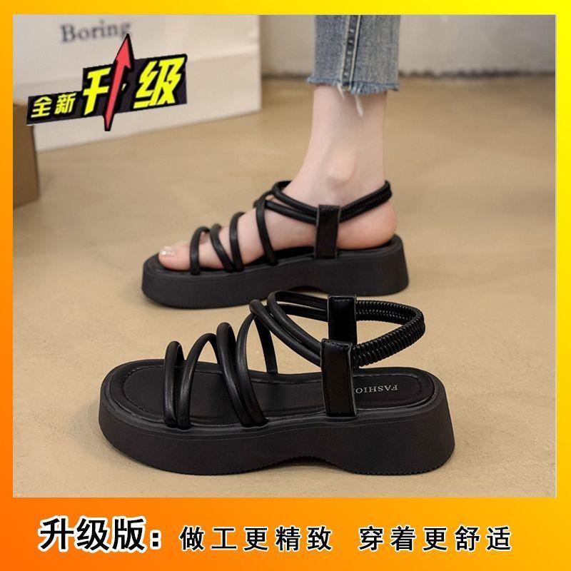 Фея римские сандалии женские 2025 лето новый студент фея мягкая подошва одно слово толстая подошва с юбкой сандалии