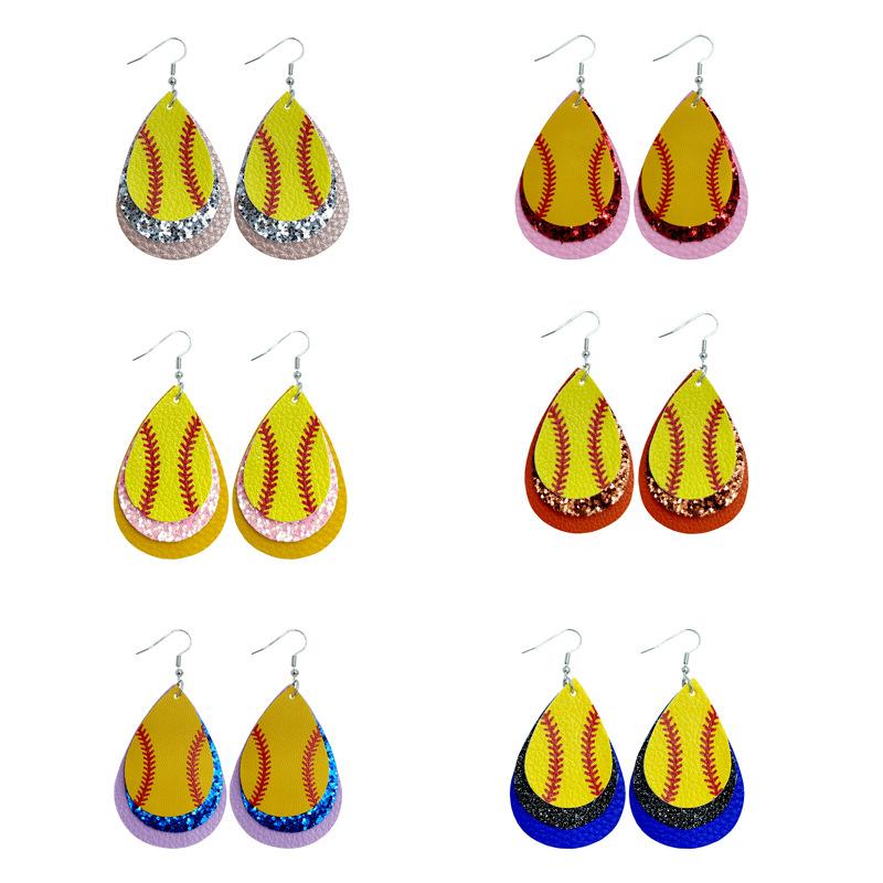 Baseball Leather Earrings, Football Football Basketball Leather Earrings