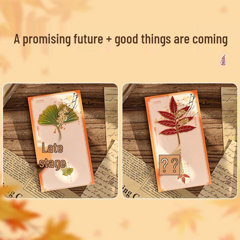 Изысканная металлическая закладка в стиле ретро с листом гинкго - Идеальный культурный подарок для студентов