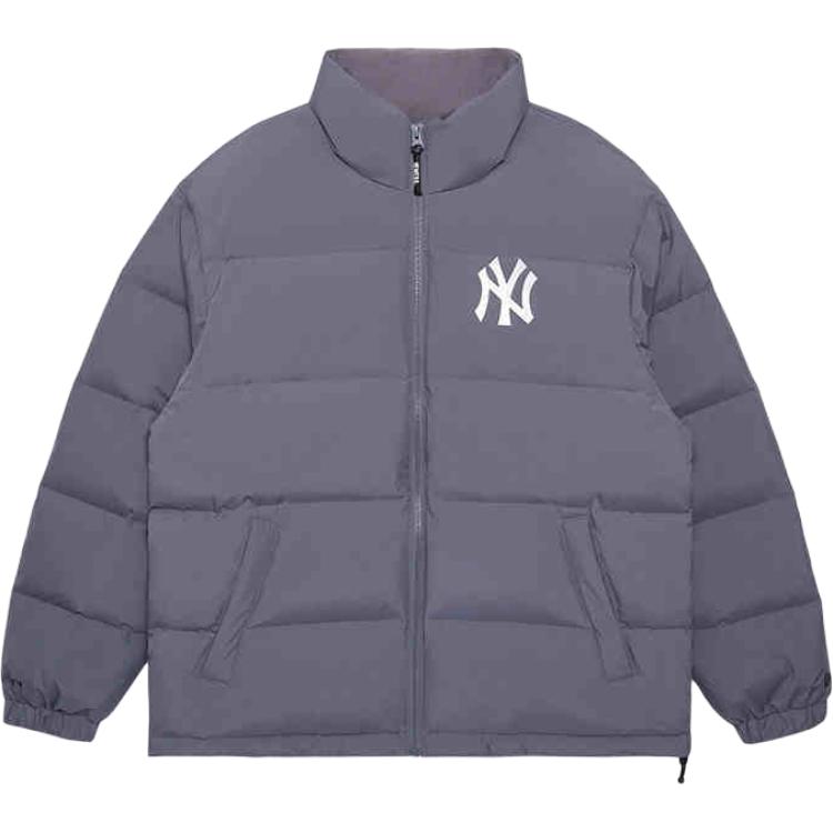 New Era FW24 MLB Нью-Йорк Янкис Хлебный Логотип Буквенный Воротник Молния Длинный Рукав Свободная Пуховая Куртка Унисекс Куртка Серая 14387858