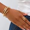 Hollow Line Wrap Open Ring Bracelet Set