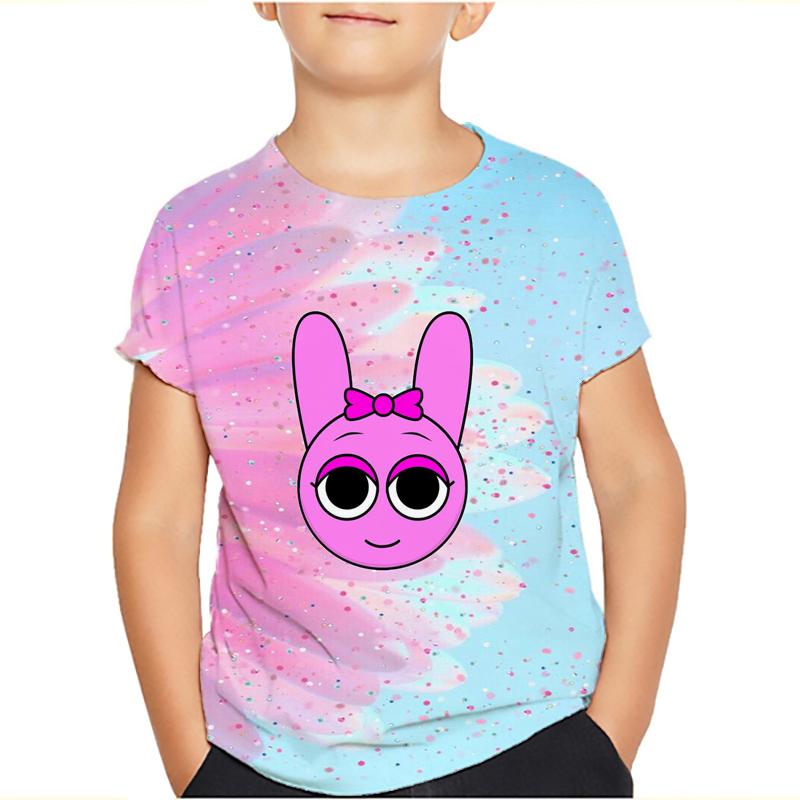 Sprunki Incredibox Детская футболка для девочек Игровые летние топы для малышей Футболки для малышей Детская одежда Футболки с героями мультфильмов Повседневная одежда с коротким рукавом