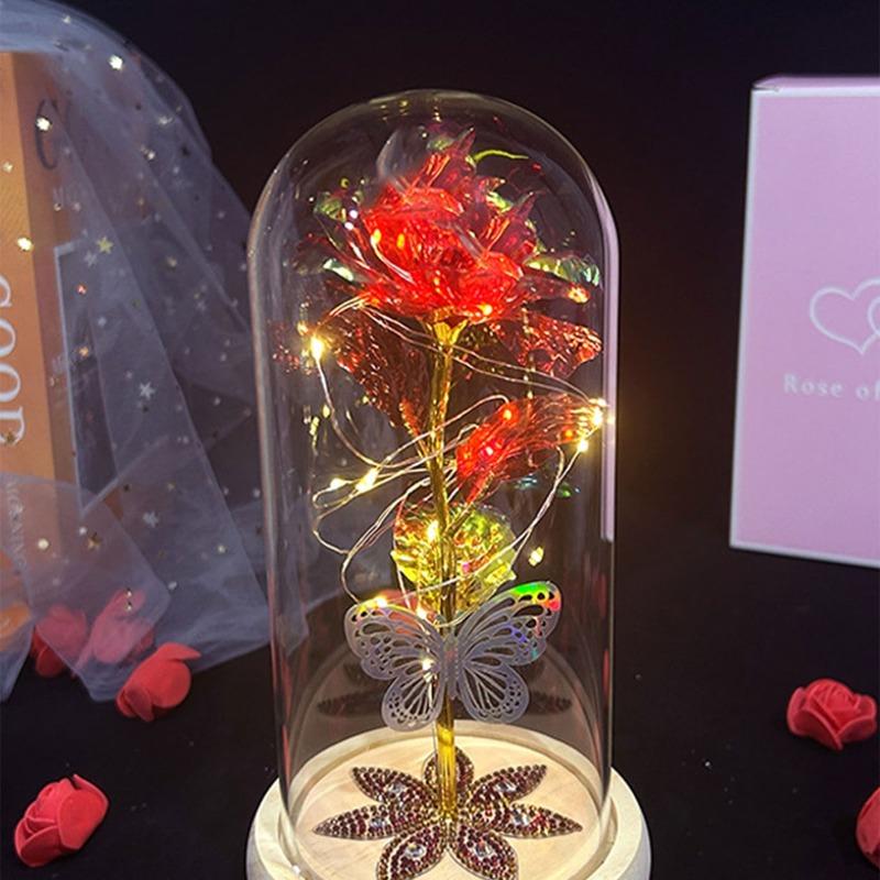Mother's Day Gifts Birthday Gifts Galaxy Acrylic Rose Crystal Flower Gift Light Up Rose In Glass Dome Artificial Rose Ideas Gift for Mom Sister