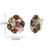 925 Sterling Silver Light Luxury Multi-colored Natural Tourmaline Ring Earrings Summer New Women Anniversary Party Wedding Gift