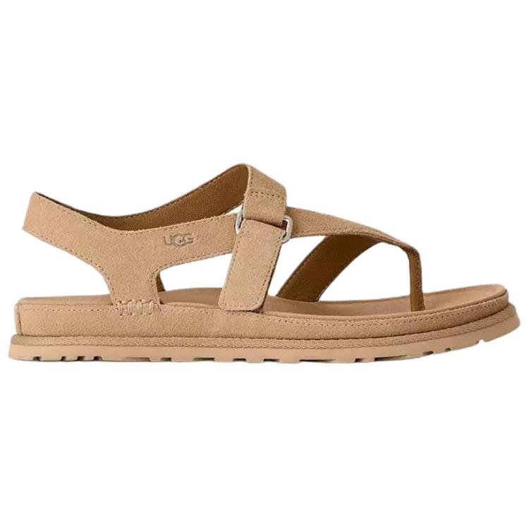 UGG GoldenGaze Замшевые Минималистичные Модные Сандалии на Одной Лямке Женские Песочный 1175134-SAN