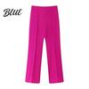 Slimming High Waist Trousers Women Pants Slim Fit Straight Leg Casual Solid Color Design Office Lady Long Daily Wear