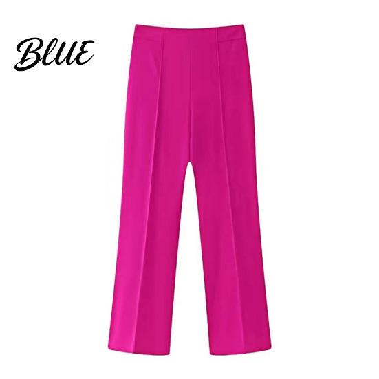 Slimming High Waist Trousers Women Pants Slim Fit Straight Leg Casual Solid Color Design Office Lady Long Daily Wear