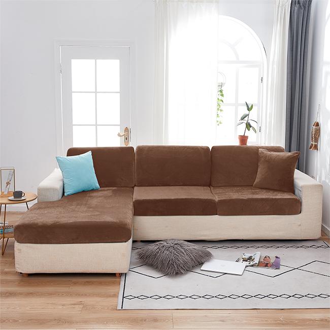 Sofa Seat Cover, Velvet, Brown 50-65Cm