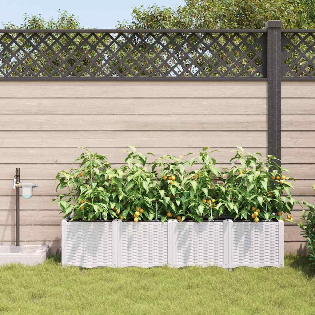 Garden Planter Set 4 pcs White 160 x 40 x 37.5 cm Plastic