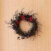 Halloween Wreath Dead Branch Garland Spooky Realistic Simulation Flower Black Decorative Wreath Door Hanging Festive Rattan Ring