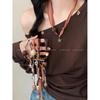 Early Autumn Retro Merlot Brown Silk Scarf Necklace: Women's Two-Way Sweater Chain Accessory