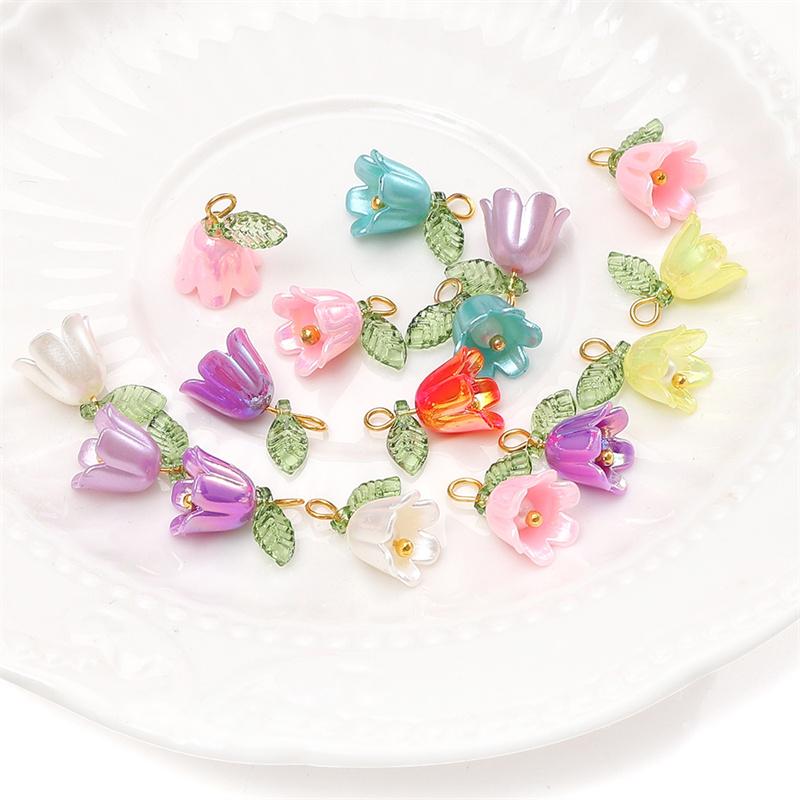 10pcs/bag Acrylic Color Lily Of The Valley Pendant DIY Bracelet Necklace Earrings Jewelry Accessories