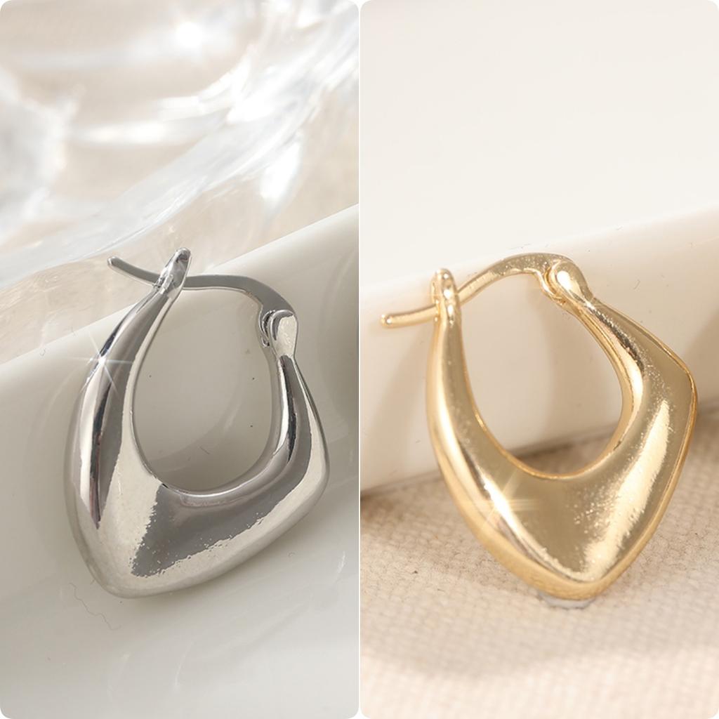 Простые Серебристые и Позолоченные Неправильной Формы Серьги-Кольца Женские Классические Универсальные Повседневные Вечерние Ювелирные Аксессуары Ручной Работы