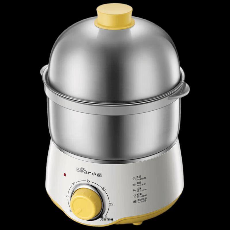 Bear Double Layer Smart Timing Stainless Steel Egg Cooker CN plug (adapter included)