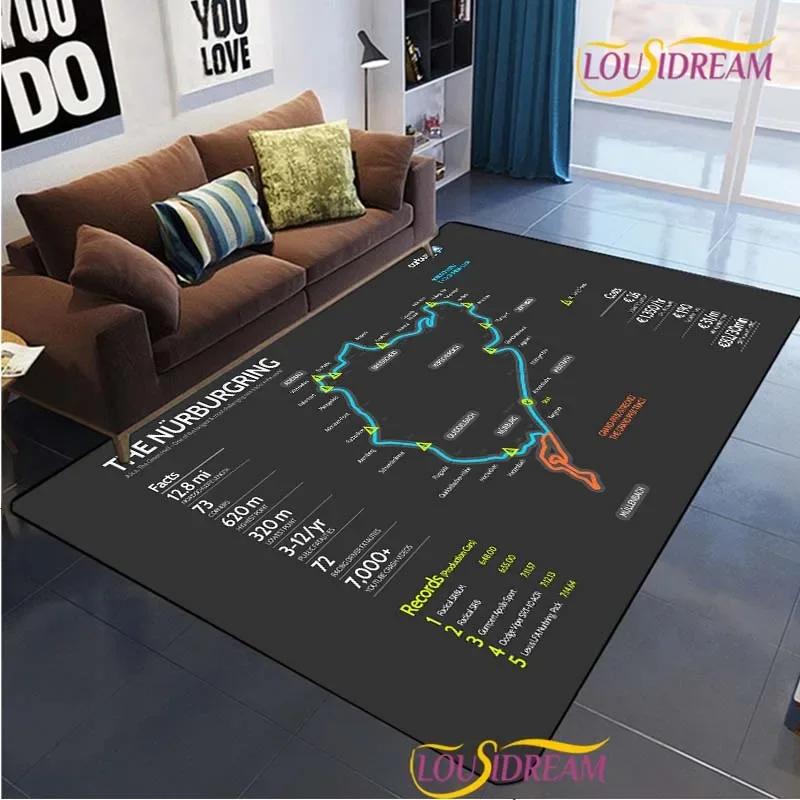 Nurburgring F1 International Track Carpet for Living Room Bedroom Area Rug Decor Kitchen Unslip Floor Mat Alfombra Birthday Gift