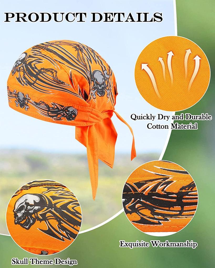 Хлопковый дюраг с рисунками черепа и пламени для хип-хопа и велоспорта