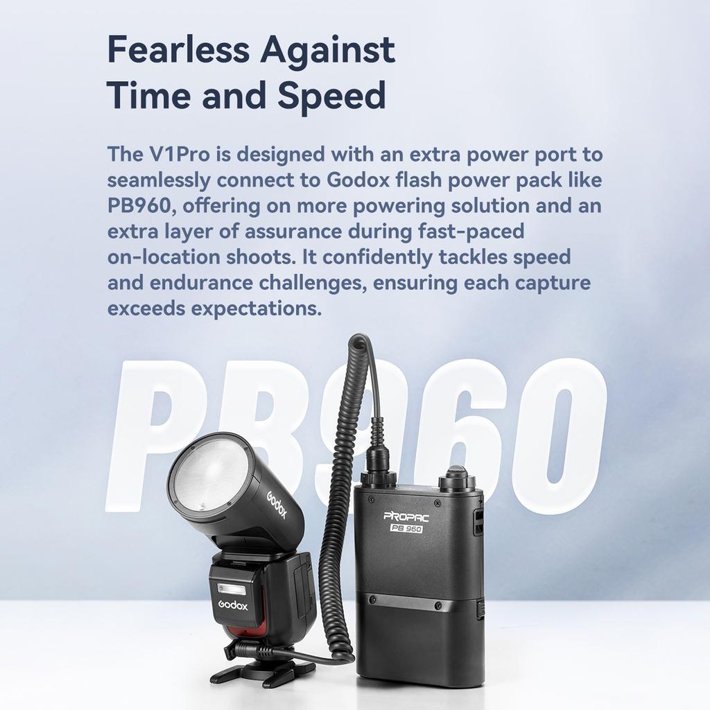 GODOX V1 PRO F 2.4G Wireless Camera Flash 1/8000s HSS 1.3s Recycle Time with M/TTL Flash Mode 10