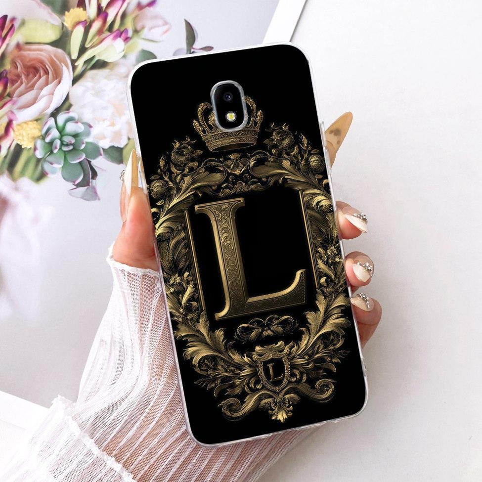 Clear Casing For Samsung J5 2017 SM-J530F Cover For Samsung Galaxy J5 Pro 2017 Case Luxury Crown A-Z Letters 2D Flat Pattern