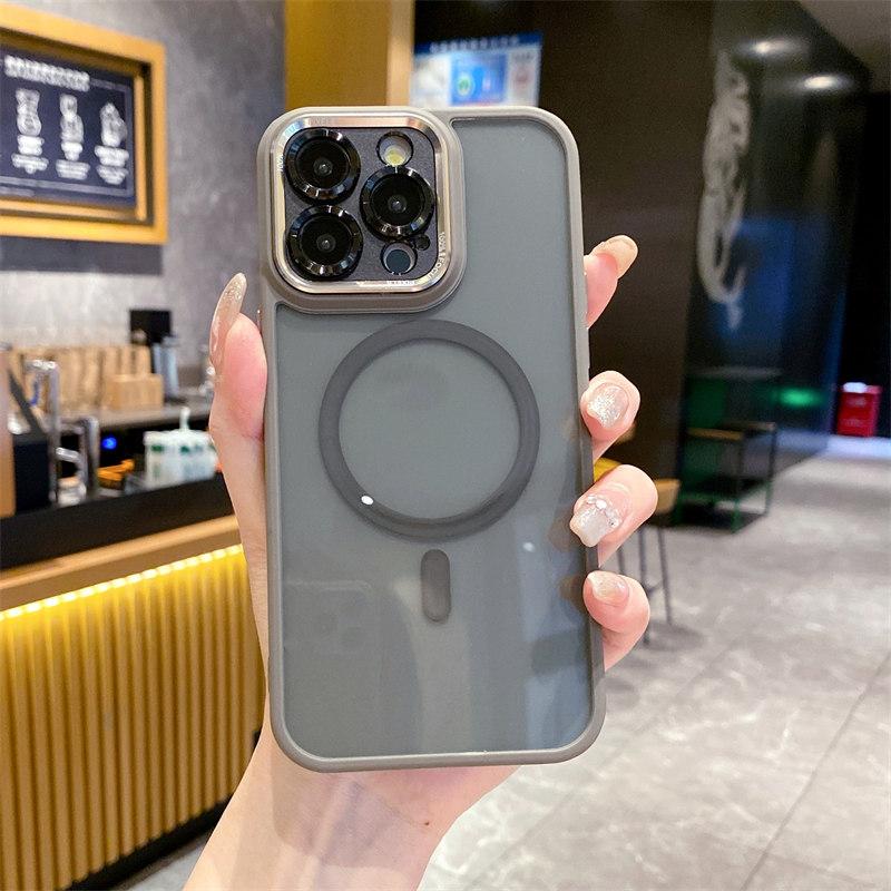 Роскошный высококачественный прозрачный магнитный чехол с цветной рамкой для iPhone 15 Pro Max 14 Plus 13 12 11 Pro, полное покрытие с пленкой для объектива