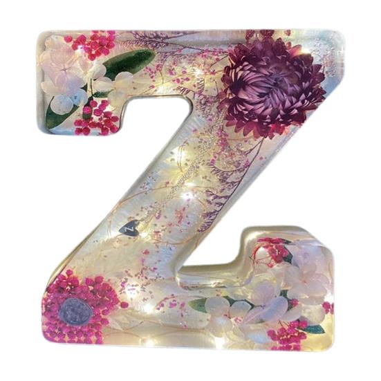 Цветочный смоляной ночник, прессованные цветы ручной работы в смоляных буквах, лампа, настольный декор, светящиеся цветочные буквы, подарок для мамы, жены