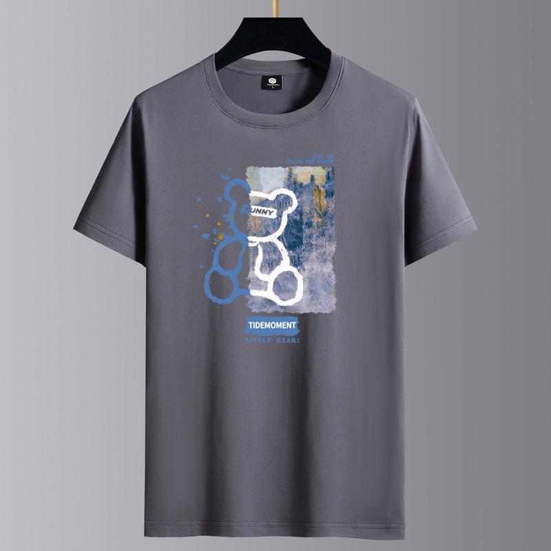 Мужская летняя 2025 хлопковая свободная повседневная футболка с коротким рукавом