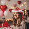 Warmer Red Heart Cowboy Cap Felt Valentine's Day Party Hat Elegant Cowgirls Top Hat  Men