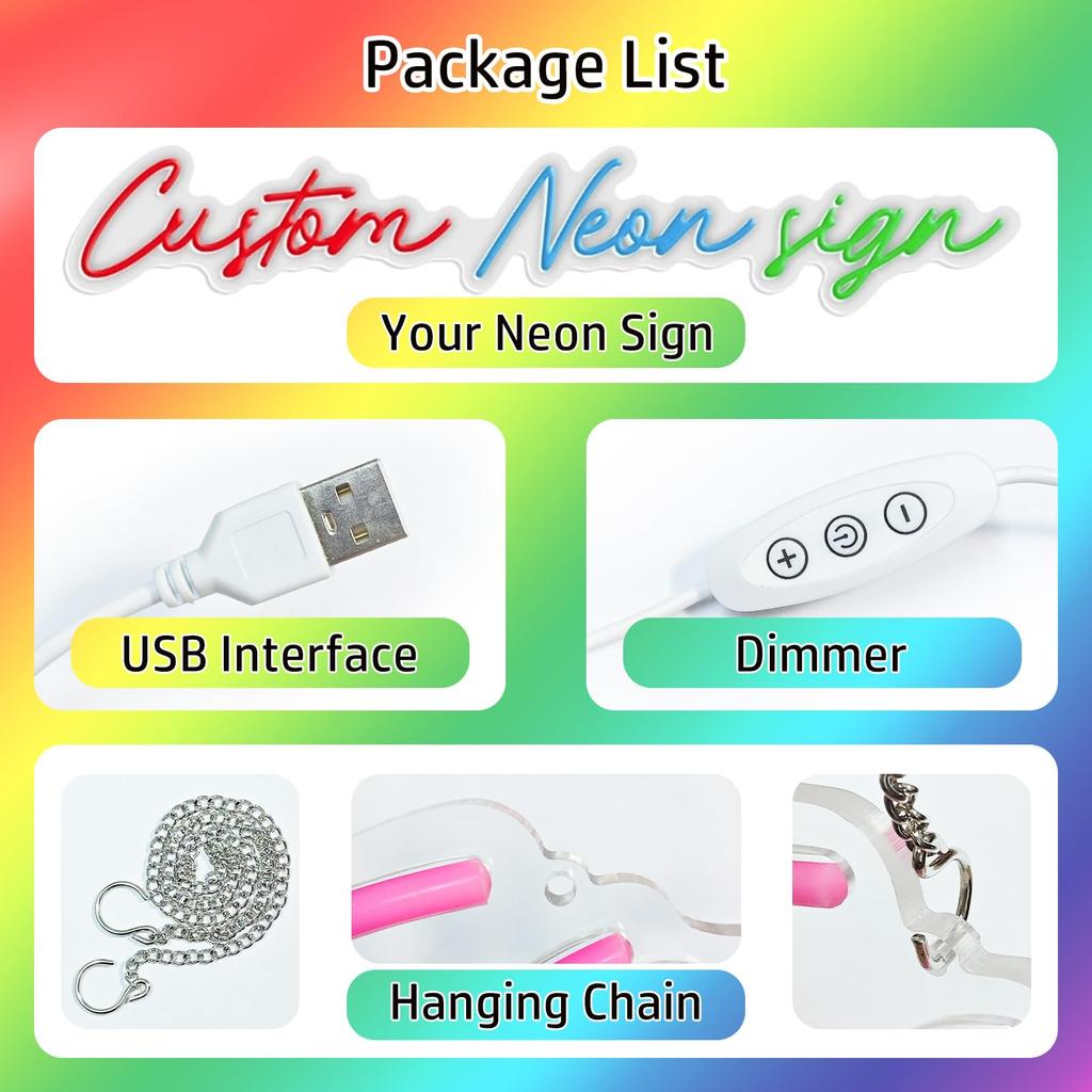 LED Neon Happy Birthday Background Light Party Atmosphere Light Bedroom Night Light Perfect for Wall Art Decoration USB Chain Light Modulator 5V