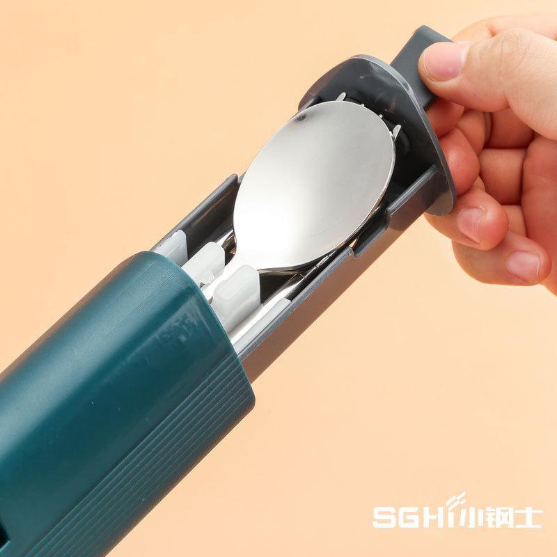 Ложка из нержавеющей стали 304, вилка, палочки для еды, набор столовых приборов, портативный набор посуды, посуда для обеда с коробкой, дорожные кухонные аксессуары