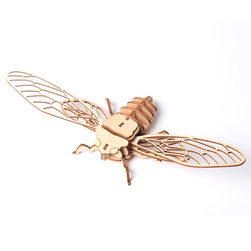 Children's DIY Wooden Puzzle Three-Dimensional 3D Hand Assembled Insect Model Brain Game Toys for Kids Gift