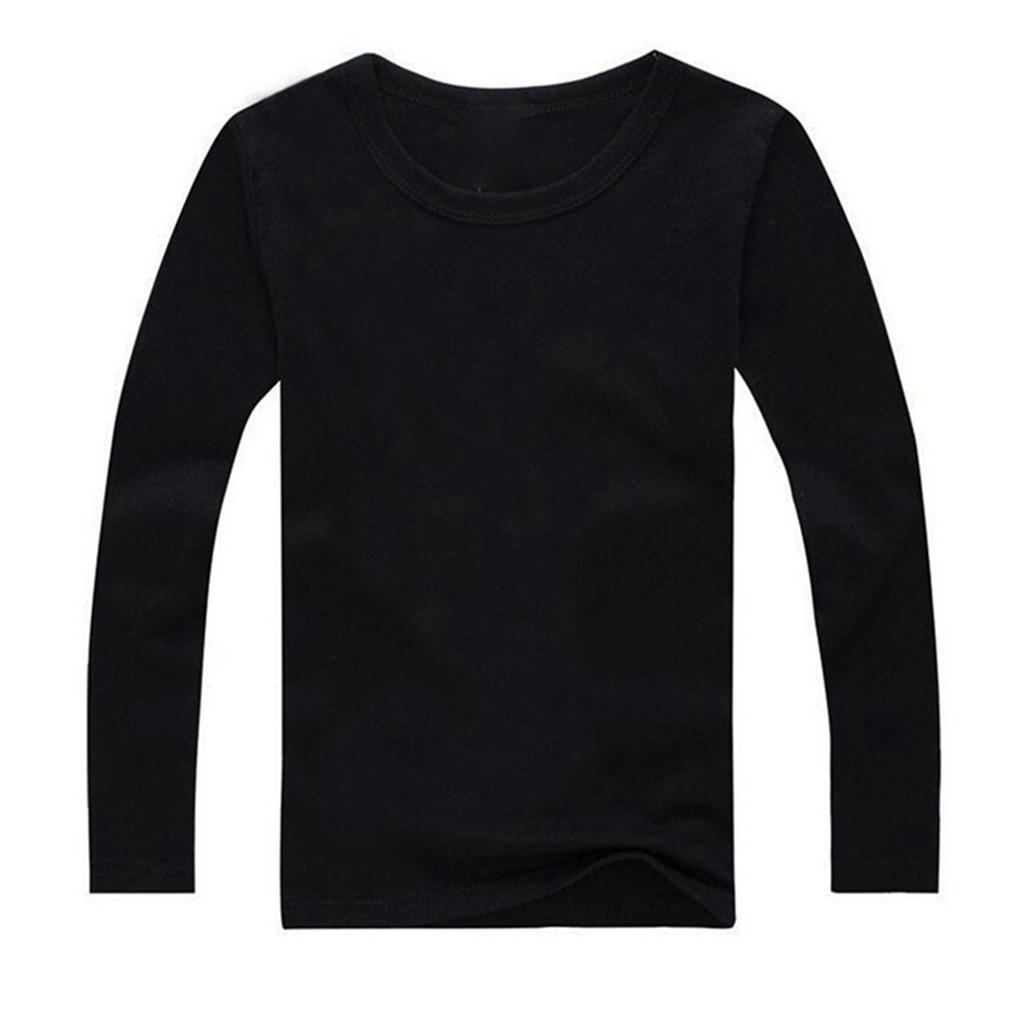 Мальчики и девочки однотонная футболка с длинным рукавом круглый вырез однотонная футболка