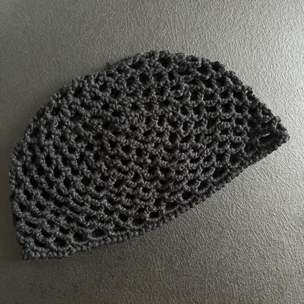 Fashion Crochet Beanie Cap Hollow Out Breathable Mesh melon hat Thin Handmade Pullover Hat for Spring Summer