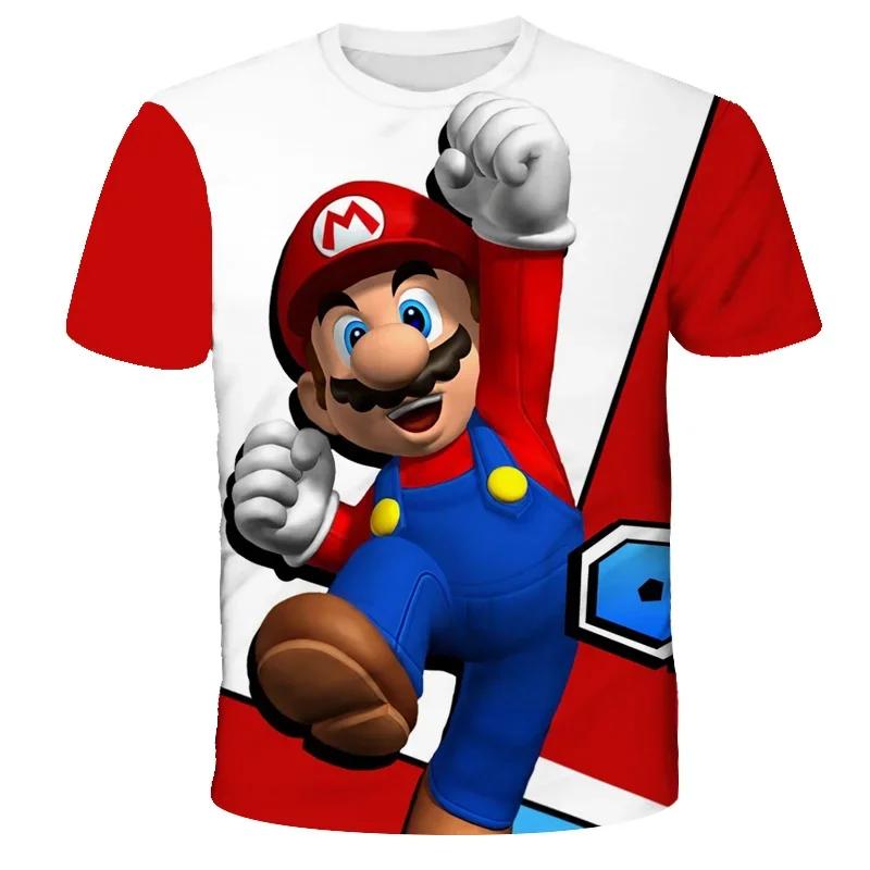 MINISO Child Game Super Mario Bros T Shirt Kids Boy Cartoon Clothes Tops Tees Boys T-shirt Luigi Mario T-shirts Children's Short Sleeve