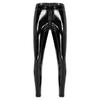 Mens Two Way Zipper Pants Wet Look Patent Leather Skinny Fit Clubwear