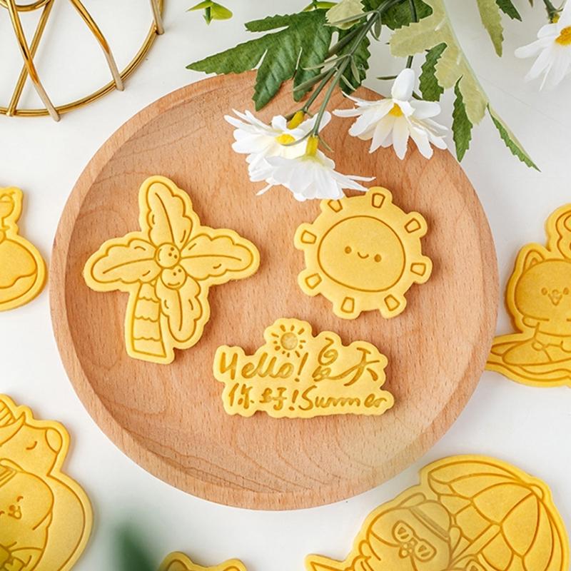 Формочки для печенья с рисунком мультяшных животных, пластиковые формы для печенья, штампы для печенья, инструмент для украшения, формы для мастики, легко моются