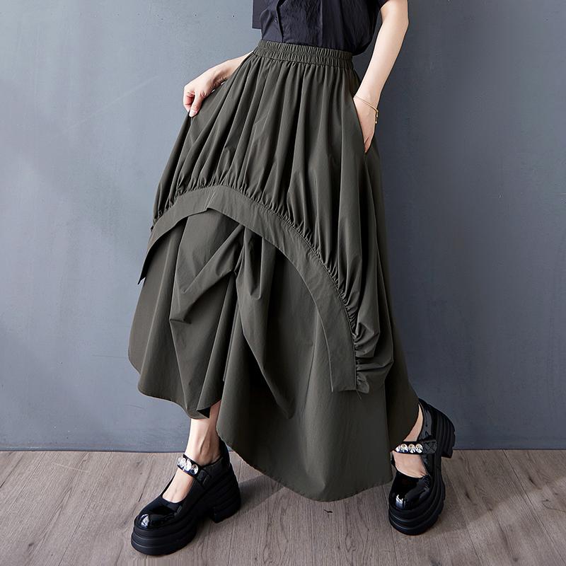 Black Plus Size High Waist Vintage Patchwork Summer Casual Loose Long for Woman Skirts Womens Skirt